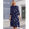 Zeagoo Summer Dresses for Women 2026 3/4 Sleeve Casual Midi Tshirt Dresses(Navy Sf180)