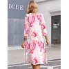 Zeagoo Summer Dresses for Women 2026 3/4 Sleeve Casual Midi Tshirt Dresses(Pink)