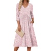 Zeagoo Summer Dresses for Women 2026 3/4 Sleeve Casual Midi Tshirt Dresses(Pink Floral)