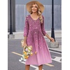 Zeagoo Summer Dresses for Women 2026 3/4 Sleeve Casual Midi Tshirt Dresses(Purple)