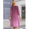 Zeagoo Summer Dresses for Women 2026 3/4 Sleeve Casual Midi Tshirt Dresses(Purple)