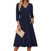 Zeagoo Summer Dresses for Women 2026 3/4 Sleeve Casual Midi Tshirt Dresses(Solid Navy)