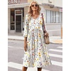 Zeagoo Summer Dresses for Women 2026 3/4 Sleeve Casual Midi Tshirt Dresses(White Floral)