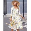 Zeagoo Summer Dresses for Women 2026 3/4 Sleeve Casual Midi Tshirt Dresses(White Floral)