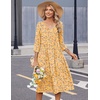 Zeagoo Summer Dresses for Women 2026 3/4 Sleeve Casual Midi Tshirt Dresses(Yellow Floral)