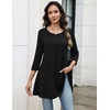 Zeagoo Women Tops 3/4 Sleeve Dressy Casual Plus Size Tunics Loose Blouses(Black)