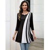 Zeagoo Women Tops 3/4 Sleeve Dressy Casual Plus Size Tunics Loose Blouses(Black White-jh540)