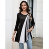 Zeagoo Women Tops 3/4 Sleeve Dressy Casual Plus Size Tunics Loose Blouses(Black White-jh540)