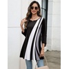 Zeagoo Women Tops 3/4 Sleeve Dressy Casual Plus Size Tunics Loose Blouses(Black White-jh540)
