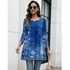 Zeagoo Women Tops 3/4 Sleeve Dressy Casual Plus Size Tunics Loose Blouses(Blue Flower-mz845)