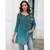 Zeagoo Women Tops 3/4 Sleeve Dressy Casual Plus Size Tunics Loose Blouses(Blue Leaves-xh363)
