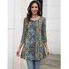 Zeagoo Women Tops 3/4 Sleeve Dressy Casual Plus Size Tunics Loose Blouses(Bohemia-mz779)
