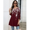 Zeagoo Women Tops 3/4 Sleeve Dressy Casual Plus Size Tunics Loose Blouses(Burgundy Flower-sf186)