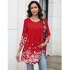 Zeagoo Women Tops 3/4 Sleeve Dressy Casual Plus Size Tunics Loose Blouses(Christmas Red-sd507)