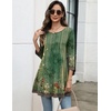 Zeagoo Women Tops 3/4 Sleeve Dressy Casual Plus Size Tunics Loose Blouses(Green Flower-mz839)