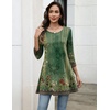 Zeagoo Women Tops 3/4 Sleeve Dressy Casual Plus Size Tunics Loose Blouses(Green Flower-mz839)