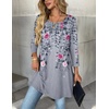 Zeagoo Women Tops 3/4 Sleeve Dressy Casual Plus Size Tunics Loose Blouses(Grey Flower-hf36)