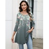 Zeagoo Women Tops 3/4 Sleeve Dressy Casual Plus Size Tunics Loose Blouses(Grey Flower-wf71)