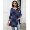 Zeagoo Women Tops 3/4 Sleeve Dressy Casual Plus Size Tunics Loose Blouses(Navy Polka Dots-jh379)