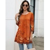 Zeagoo Women Tops 3/4 Sleeve Dressy Casual Plus Size Tunics Loose Blouses(Orange Flower-mz867)