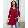 Zeagoo Women Tops 3/4 Sleeve Dressy Casual Plus Size Tunics Loose Blouses(Red)