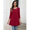 Zeagoo Women Tops 3/4 Sleeve Dressy Casual Plus Size Tunics Loose Blouses(Red)