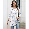 Zeagoo Women Tops 3/4 Sleeve Dressy Casual Plus Size Tunics Loose Blouses(White Flowers-bf290)