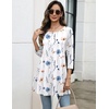 Zeagoo Women Tops 3/4 Sleeve Dressy Casual Plus Size Tunics Loose Blouses(White Flowers-bf290)
