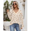 Zeagoo Women’s 2026 Fall V Neck Sweater Long Sleeve Lightweight Knit Tops(Z- Leopard Print)