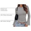 Zeagoo Womens Bell Long Sleeve Tops Crewneck Ribbed Knit Shirts(Black White Stripe)