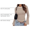 Zeagoo Womens Bell Long Sleeve Tops Crewneck Ribbed Knit Shirts(Brown White Stripe)