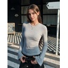 Zeagoo Womens Bell Long Sleeve Tops Crewneck Ribbed Knit Shirts(Grey)