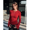 Zeagoo Womens Bell Long Sleeve Tops Crewneck Ribbed Knit Shirts(Red)