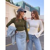 Zeagoo Womens Bell Long Sleeve Tops Crewneck Ribbed Knit Shirts(White)
