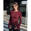 Zeagoo Womens Bell Long Sleeve Tops Crewneck Ribbed Knit Shirts(Wine Red)
