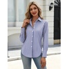 Zeagoo Women’s Button Down Shirts Long Sleeve Business Casual Blouses Tops(Blue Stripes)