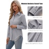 Zeagoo Women’s Button Down Shirts Long Sleeve Business Casual Blouses Tops(Gray)