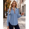 Zeagoo Women’s Button Down Shirts Long Sleeve Business Casual Blouses Tops(Grey Blue)