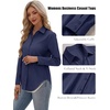Zeagoo Women’s Button Down Shirts Long Sleeve Business Casual Blouses Tops(Navy Blue)