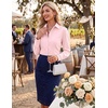Zeagoo Women’s Button Down Shirts Long Sleeve Business Casual Blouses Tops(Pink)