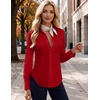 Zeagoo Women’s Button Down Shirts Long Sleeve Business Casual Blouses Tops(Red)