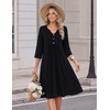 Zeagoo Womens Dresses 3/4 Sleeve Casual Fall A Line Midi Dress with Pockets(Black)