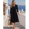 Zeagoo Womens Dresses 3/4 Sleeve Casual Fall A Line Midi Dress with Pockets(Black)