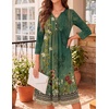 Zeagoo Womens Dresses 3/4 Sleeve Casual Fall A Line Midi Dress with Pockets(Ethnic Print 02)