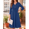 Zeagoo Womens Dresses 3/4 Sleeve Casual Fall A Line Midi Dress with Pockets(Navy Blue 01)