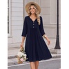 Zeagoo Womens Dresses 3/4 Sleeve Casual Fall A Line Midi Dress with Pockets(Navy Blue)
