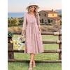 Zeagoo Womens Dresses 3/4 Sleeve Casual Fall A Line Midi Dress with Pockets(Pink Dot)