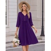 Zeagoo Womens Dresses 3/4 Sleeve Casual Fall A Line Midi Dress with Pockets(Purple)