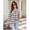 Zeagoo Womens Flannel Plaid Shirts Long Sleeve Button Down Tops Work Blouse(Blue Beige Plaid)