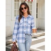 Zeagoo Womens Flannel Plaid Shirts Long Sleeve Button Down Tops Work Blouse(Blue White Plaid)